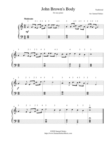 John Brown's Body (John Brown's Song) - for easy piano (arr. Samuel Stokes)