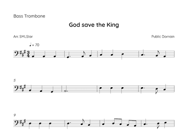 God Save the King to Bass Trombone  beginners! (arr. SMLStar)