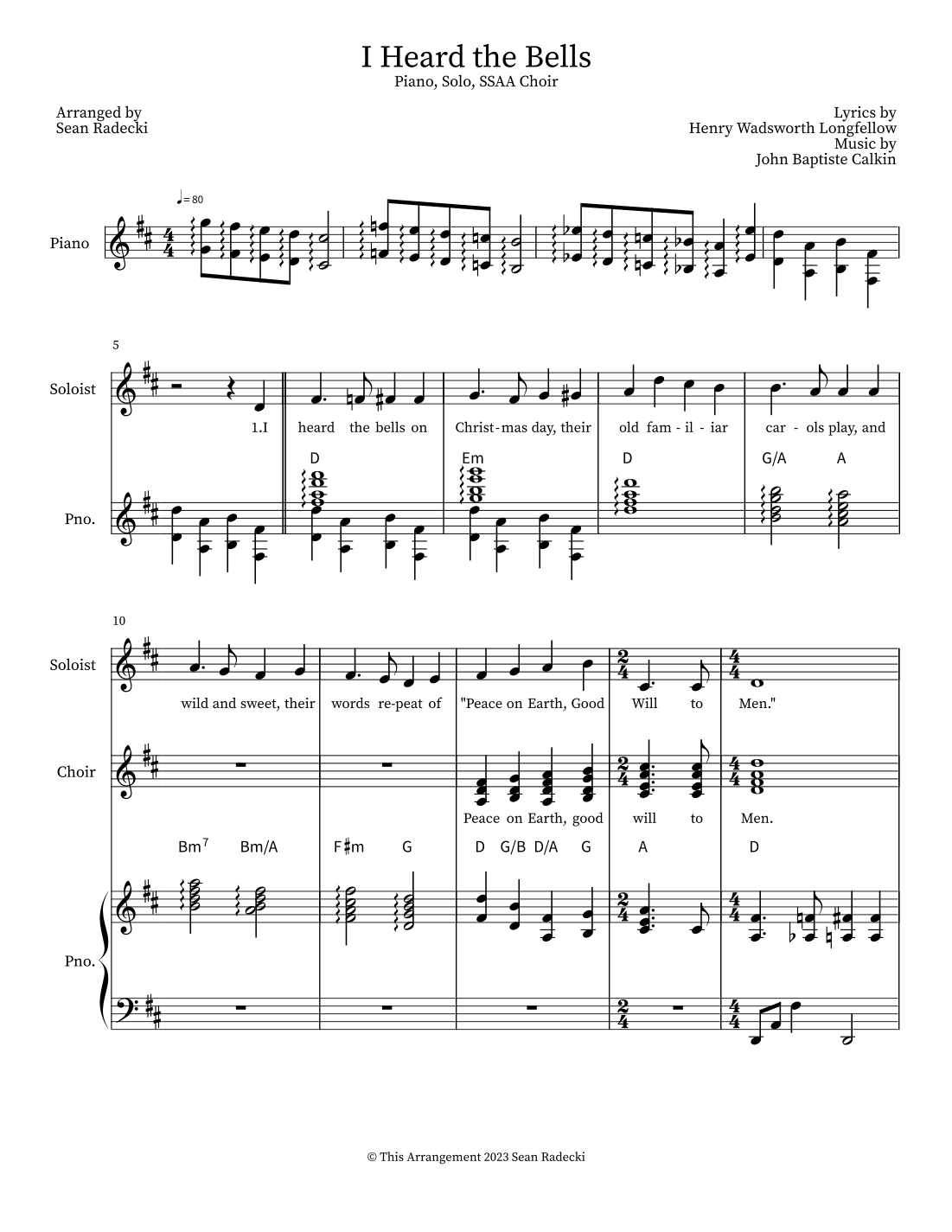 I Heard the Bells (arr. Sean Radecki)