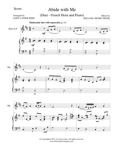 ABIDE WITH ME (Duet – French Horn and Piano/Score and Parts) (arr. Gary Lanier)