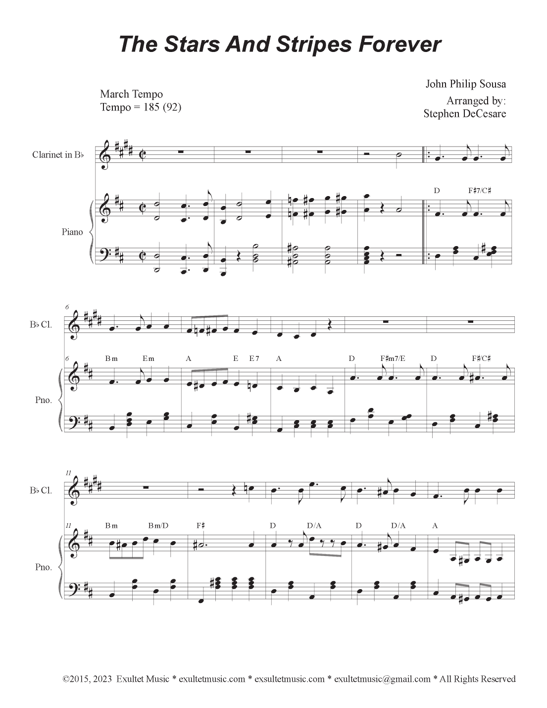 The Stars and Stripes Forever (Bb-Clarinet solo and Piano) (arr. Stephen DeCesare)