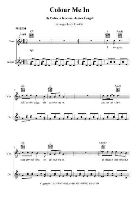 Colour Me In (arr. G. Franklin)