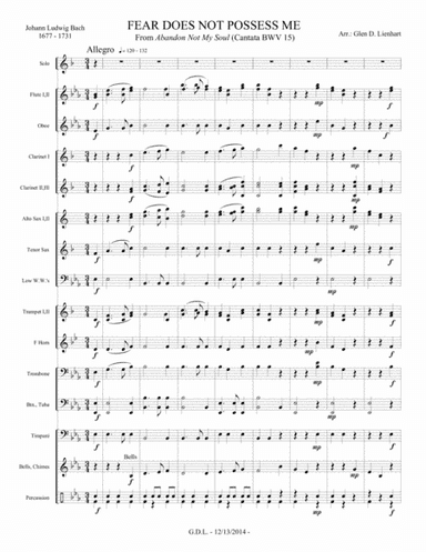 Fear Does Not Possess Me - Cantata BWV 15 - Extra Score (arr. Glen D. Lienhart)