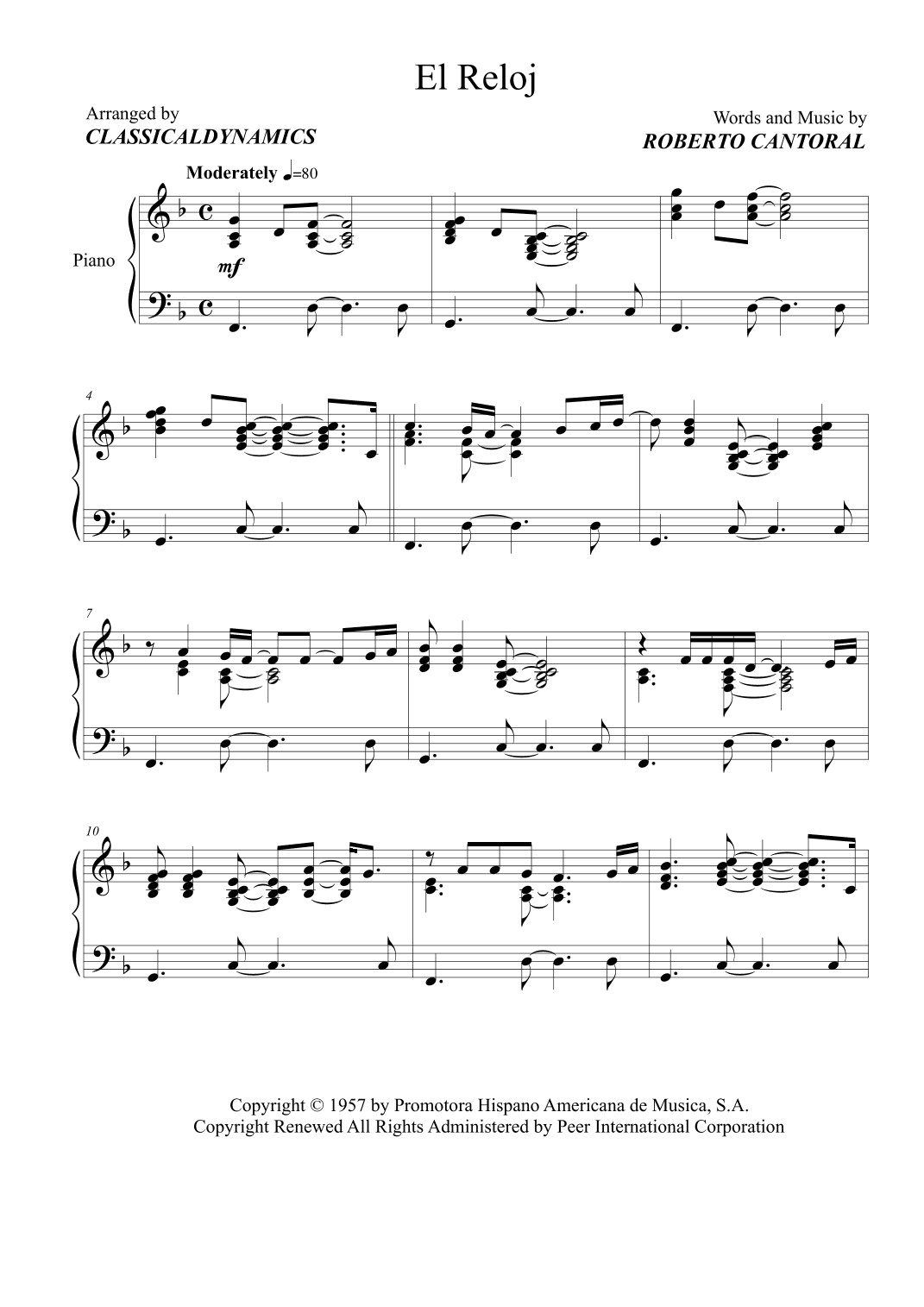 El Reloj (arr. ClassicalDynamics)