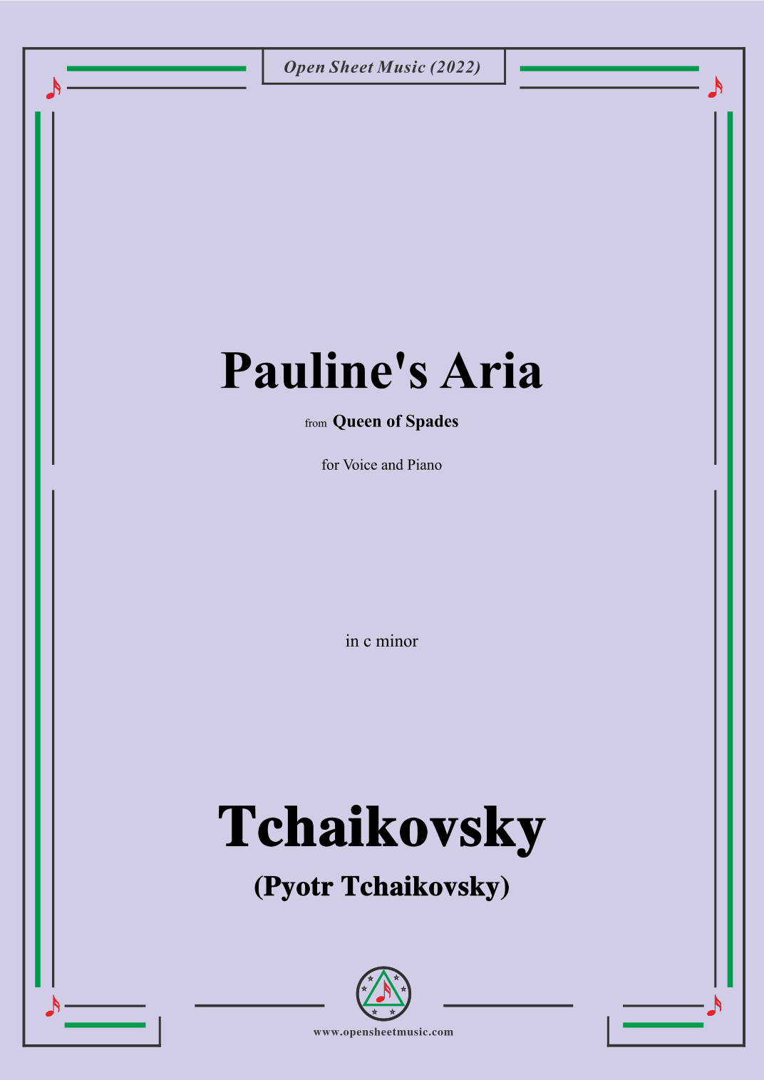 Tchaikovsky-Pauline's Aria,from Queen of Spades,in c minor,for Voice and Piano (arr. OSM Press)