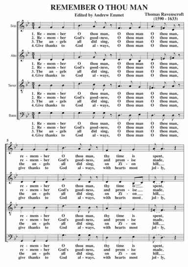 Remember O Thou Man A Cappella SATB (arr. Edited by Andrew Emmet)