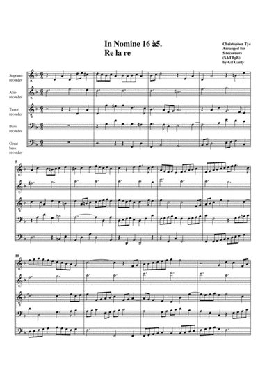 In Nomine no.16 a5 (arrangement for 5 recorders) (arr. Gil Garty)
