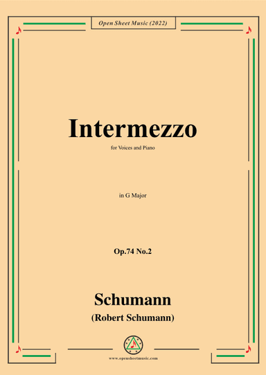 Schumann-Intermezzo,Op.74 No.2,in G Major (arr. OSM Press)