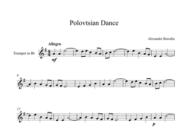 Polovtsian Dance - Alexander Borodin (Trumpet) (arr. Digital Book Music)
