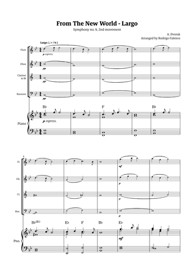 Largo (2nd movement of the Symphony no. 9 'From The New World') (arr. Rodrigo Faleiros)