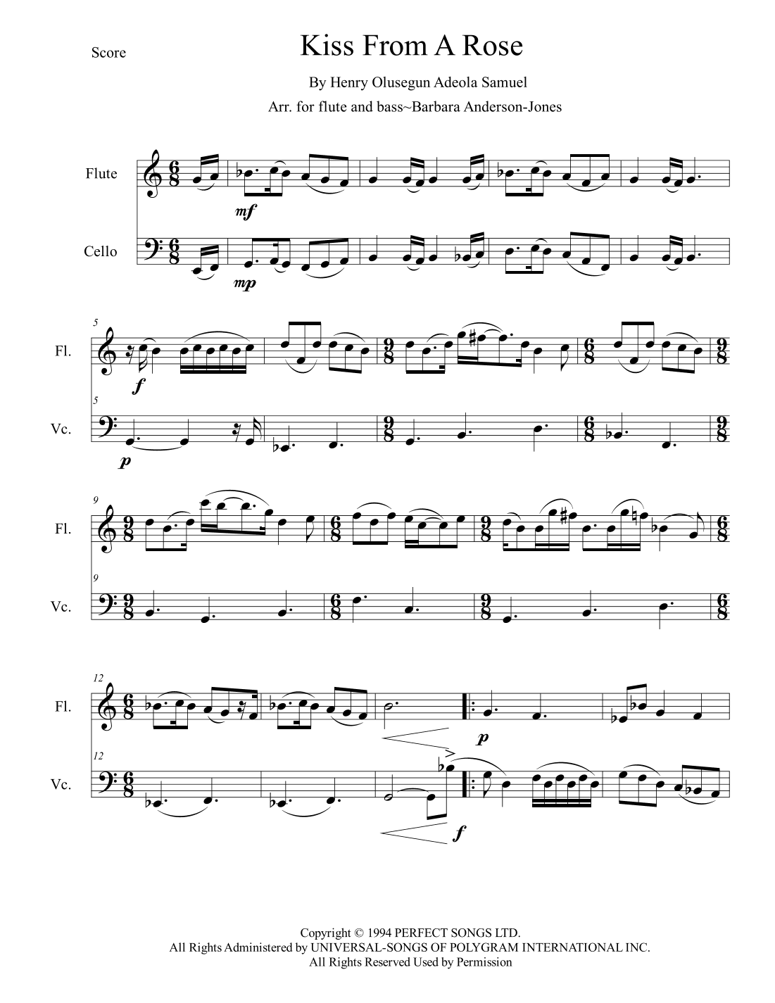 Kiss From A Rose (arr. Barbara Anderson-Jones)
