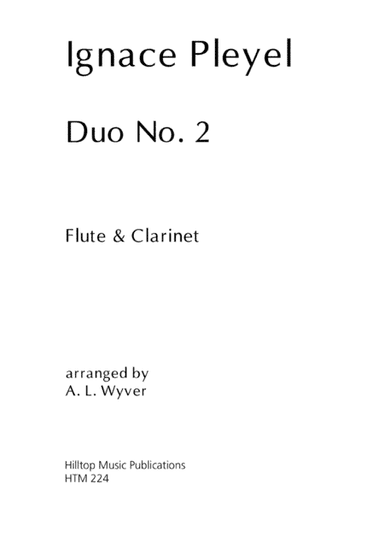 Pleyel Duo No. 2 arr. flute and clarinet (arr. A. L. Wyver)