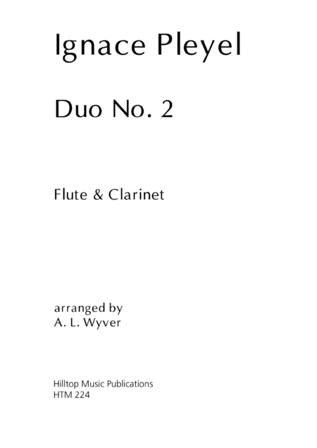 Pleyel Duo No. 2 arr. flute and clarinet (arr. A. L. Wyver)