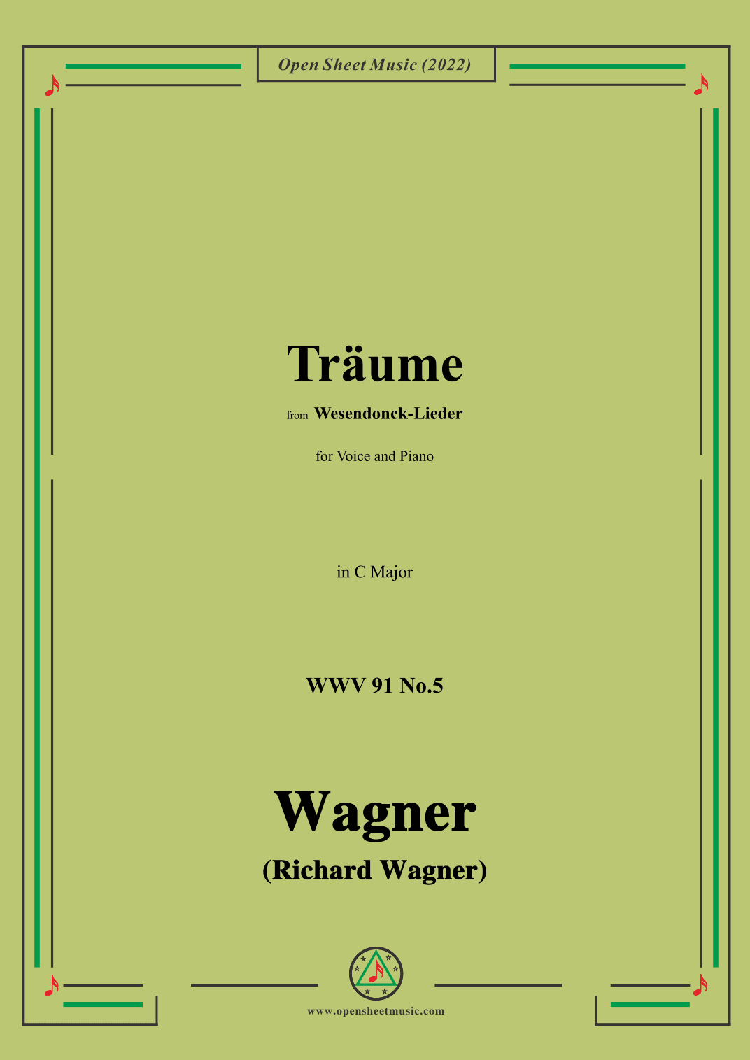 R. Wagner-Träume,in C Major,WWV 91 No.5,from Wesendonck-Lieder (arr. OSM Press)