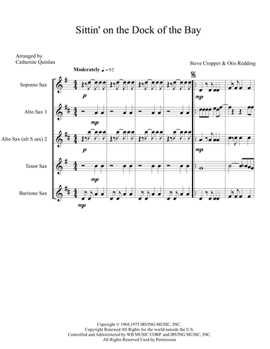 (sittin' On) The Dock Of The Bay (arr. Catherine Quinlan)