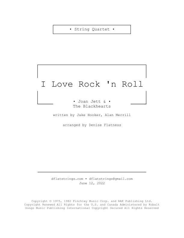 I Love Rock 'n Roll (arr. Denise Flatness)