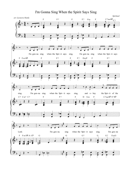 I'm Gonna Sing When the Spirit Says Sing (arr. Leonora Hardy)