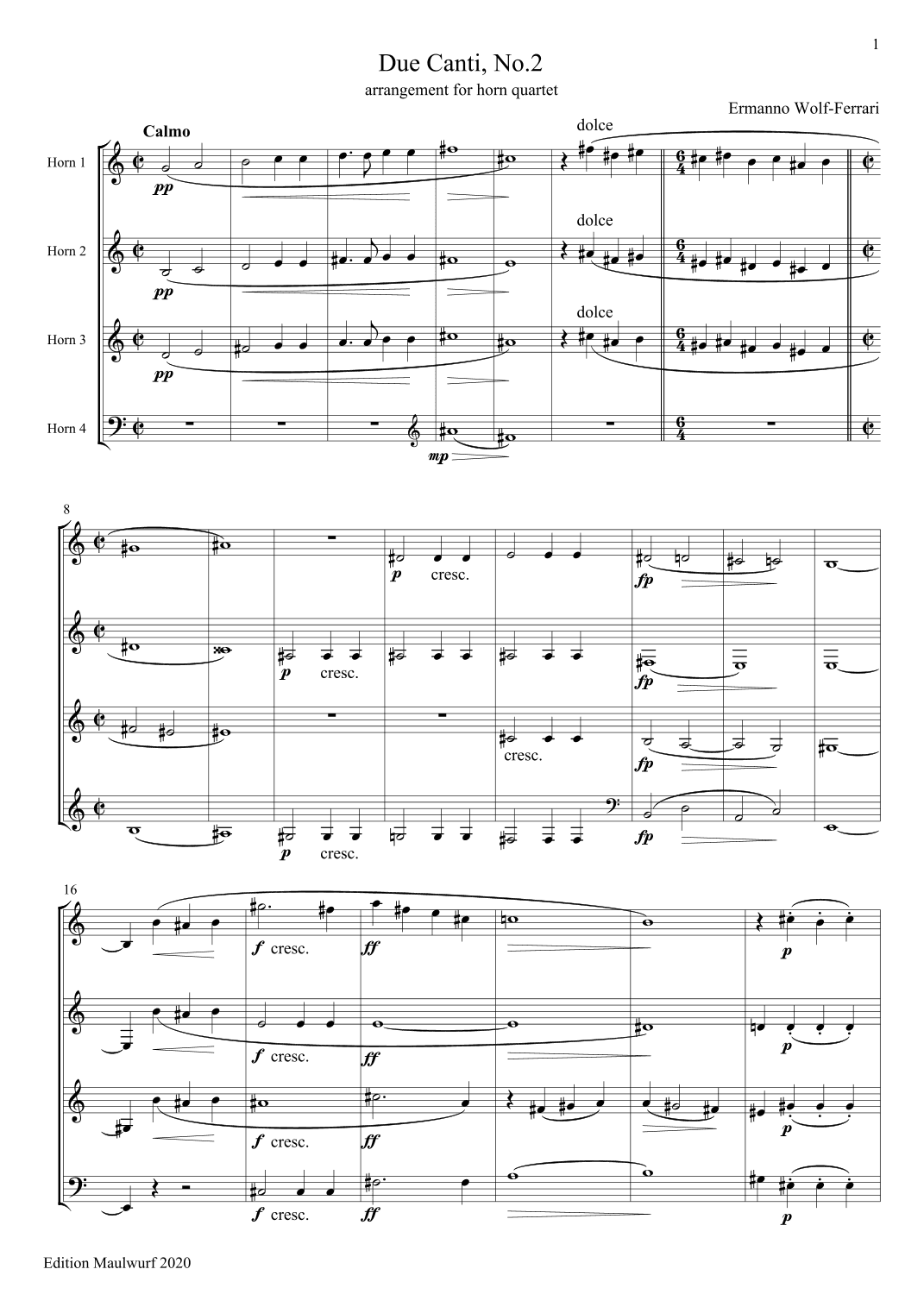 Due Canti, No.2 (arr. Edition Maulwurf)