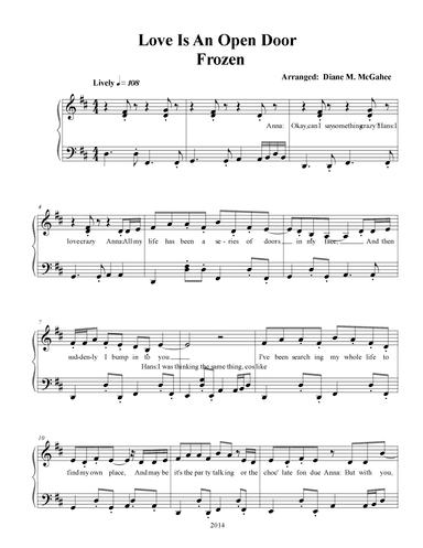 Love Is An Open Door (arr. Arranged by Diane M. McGahee)