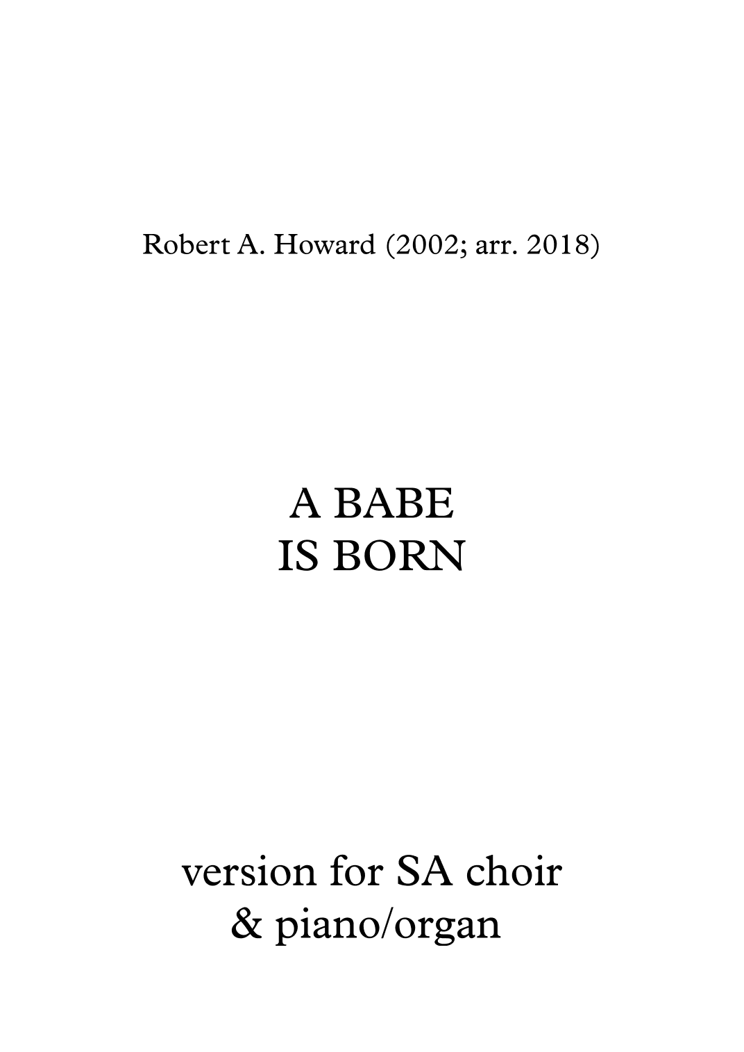 A Babe is Born (SA version)