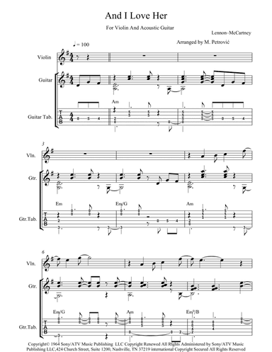 And I Love Her (arr. Milorad Petrovic)