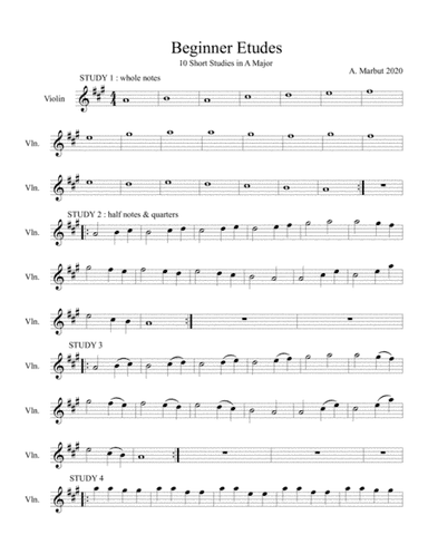 Beginner Violin Etudes in A Major