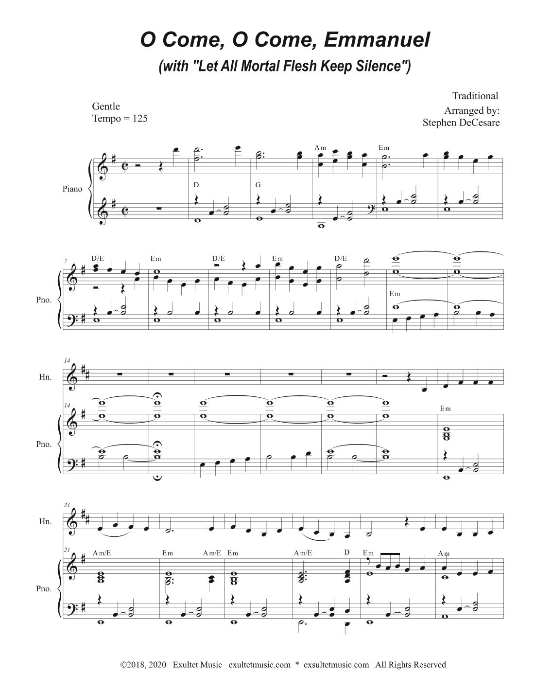 O Come, O Come, Emmanuel (with "Let All Mortal Flesh Keep Silence") (French Horn and Piano) (arr. Stephen DeCesare)