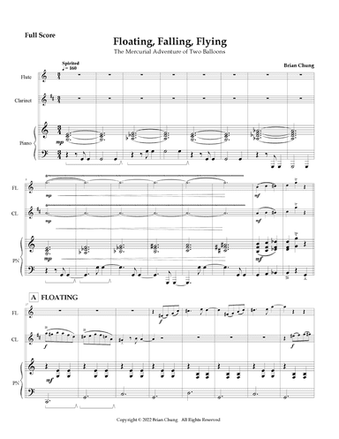 Floating, Falling, Flying (for Flute, Clarinet and Piano)