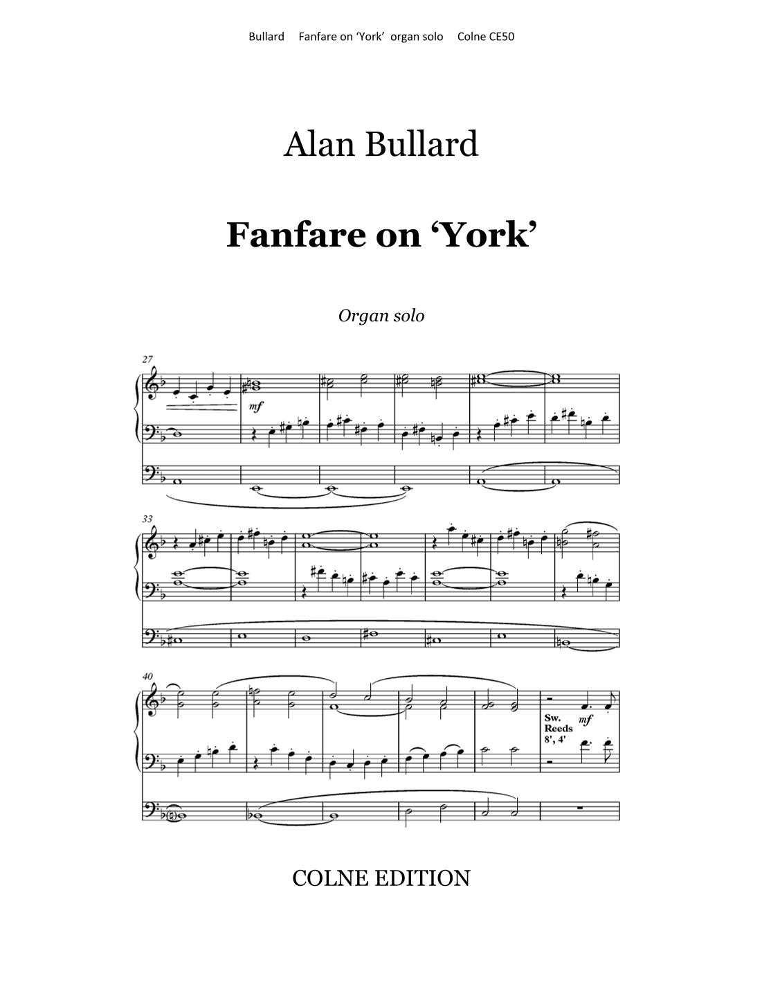 Fanfare on 'York' for organ solo