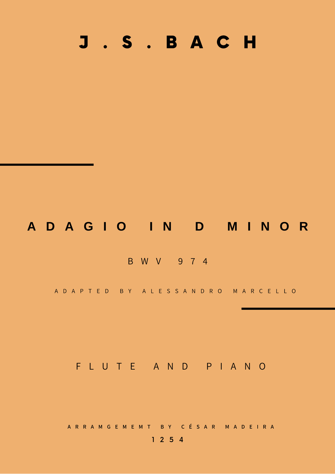 Adagio (BWV 974) - Flute and Piano (Full Score and Parts) (arr. César Madeira)