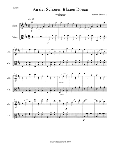 Johann Strauss II - The Blue Danube Waltz for string duo (arr. Julia Samarska)
