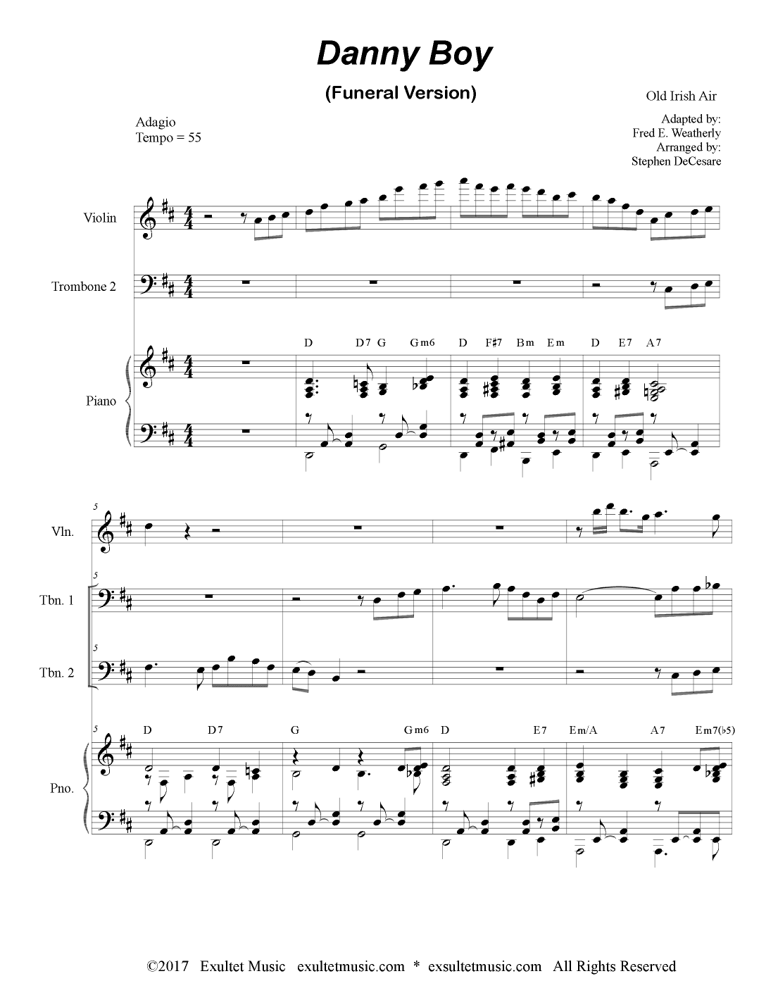 Danny Boy (Funeral Version) (Trombone Duet) (arr. Stephen DeCesare)