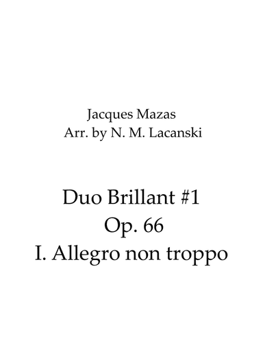Duo Brillant #1 Op. 66 I. Allegro non troppo (arr. Nick Lacanski)