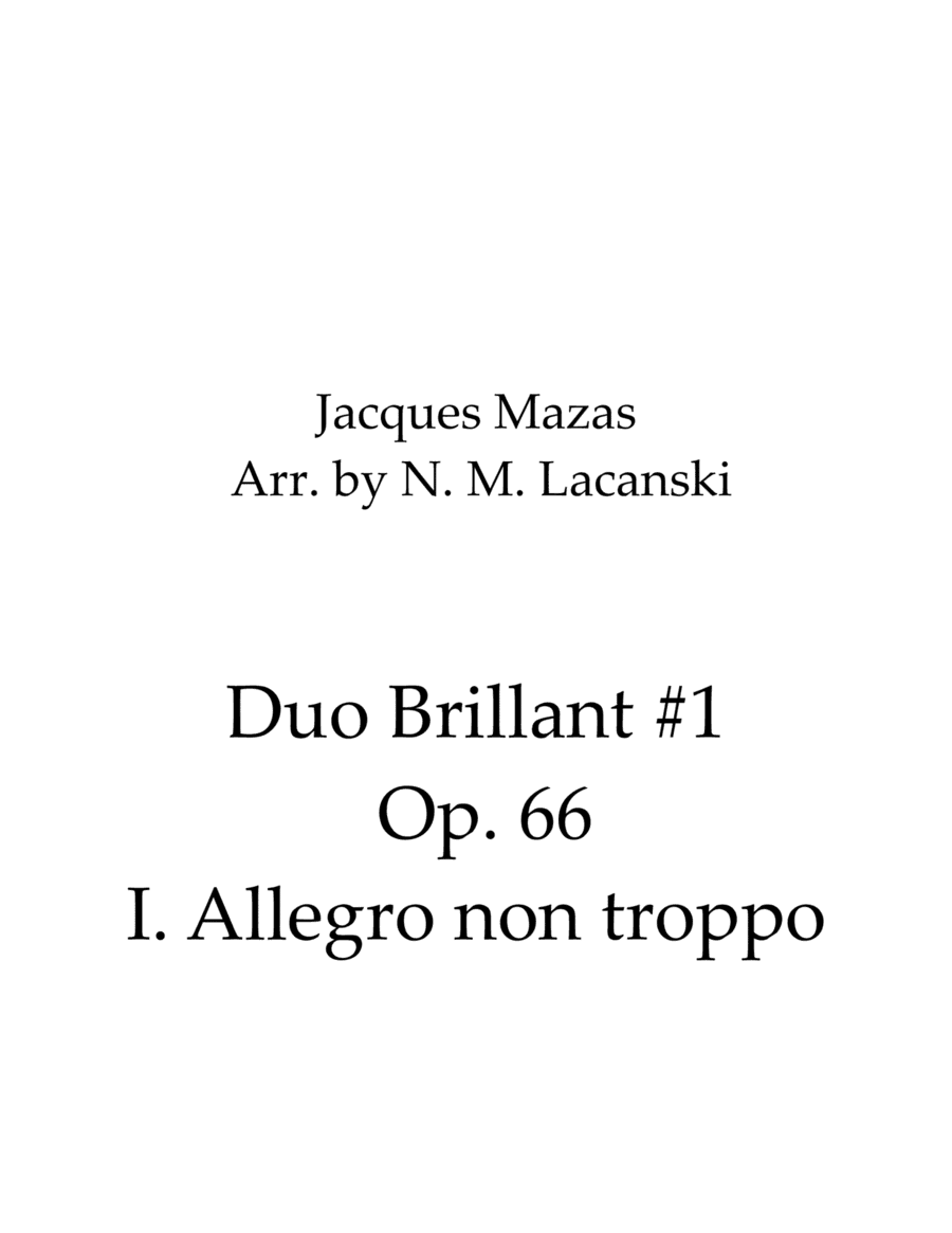 Duo Brillant #1 Op. 66 I. Allegro non troppo (arr. Nick Lacanski)