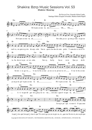 Shakira: Bzrp Music Sessions Vol. 53 (arr. Alex Nunes Rodrigues)