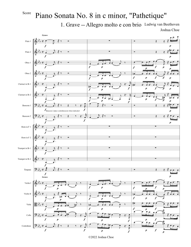 Pathetique Sonata, Movement 1 (arr. Joshua Choe)