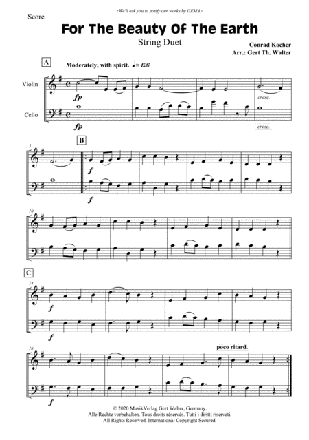 For The Beauty Of The Earth (arr. Gert Th. Walter)