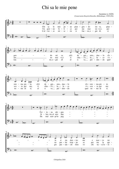 Chi sa le mie pene (arr. Early Music Scores)