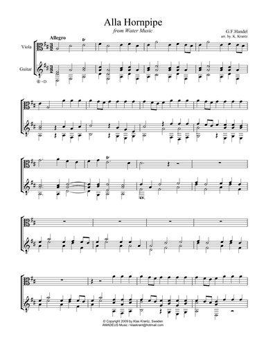 Alla Hornpipe from Water Music for viola and guitar (arr. K. Krantz)