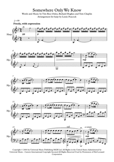 Somewhere Only We Know (arr. Lizzie Peacock)
