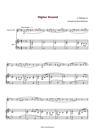 Higher Ground, Gospel Hymn for Clarinet and Piano (arr. David McKeown)
