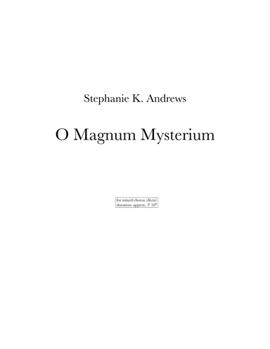 O Magnum Mysterium