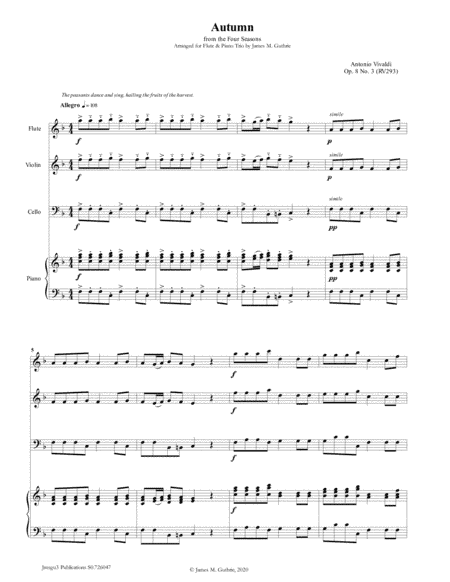 Vivaldi: Autumn from the Four Seasons for Flute & Piano Trio (arr. James M. Guthrie, ASCAP)