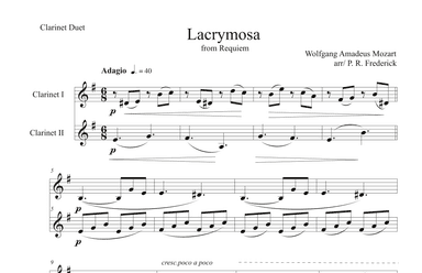 Lacrymosa (Clarinet Duet) (arr. P. R. Frederick)