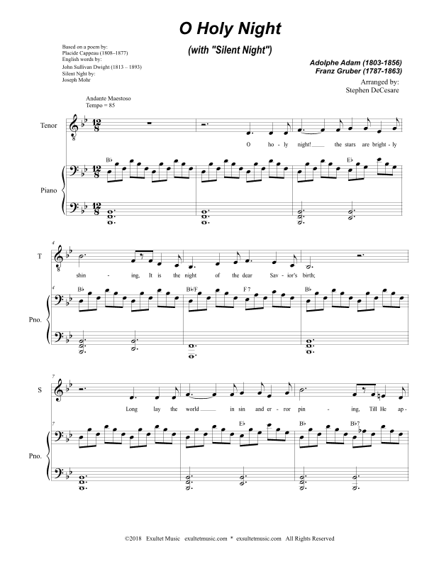 O Holy Night (with "Silent Night") (2-part choir - (Soprano and Tenor) (arr. Stephen DeCesare)