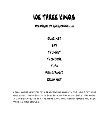 We Three Kings (arr. Greg Cannella)