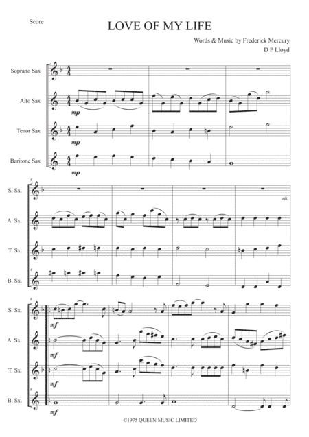 Love Of My Life (arr. Darren Lloyd)