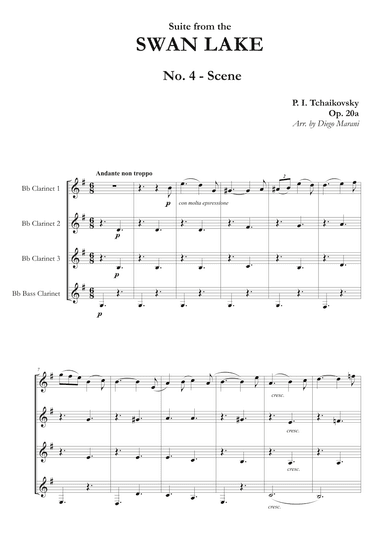 "Scene No. 2" from Swan Lake Suite for Clarinet Quartet (arr. Diego Marani)