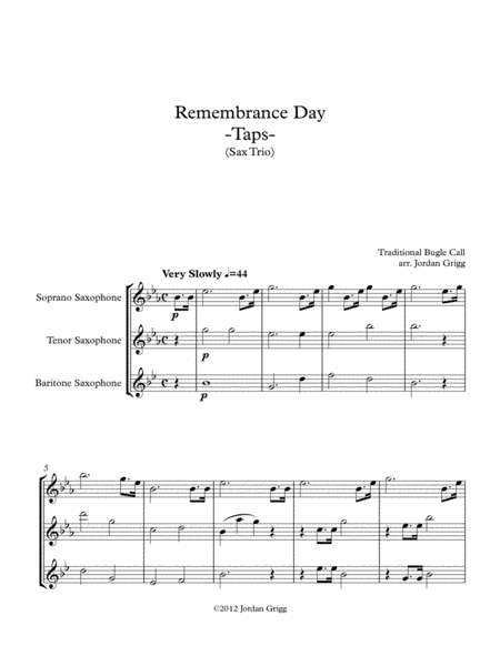 Remembrance Day. 'Taps' (Sax Trio) (arr. Jordan Grigg)