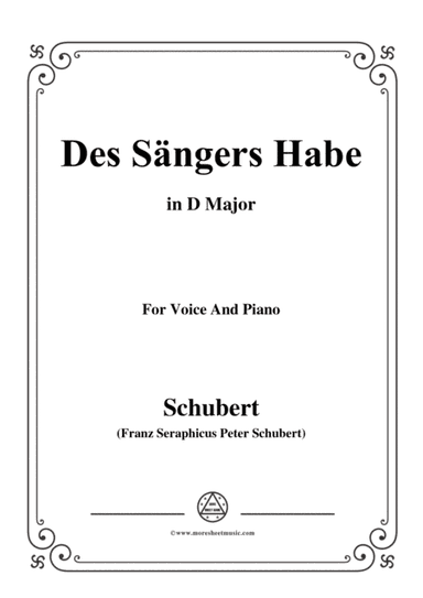 Schubert-Des Sängers Habe,in D Major,for Voice&Piano (arr. MSM)
